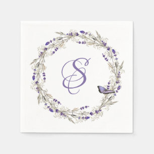 Serviette En Papier Couronne Anniversaire De Lavande Avec Monogramme
