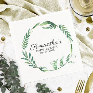 Serviette En Papier Couronne aquarelle botanique de verdure Baby Showe