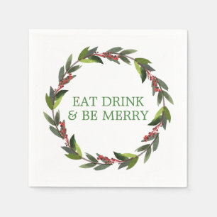 Serviette En Papier Couronne aquarelle festive Manger Boire & Se Réjou