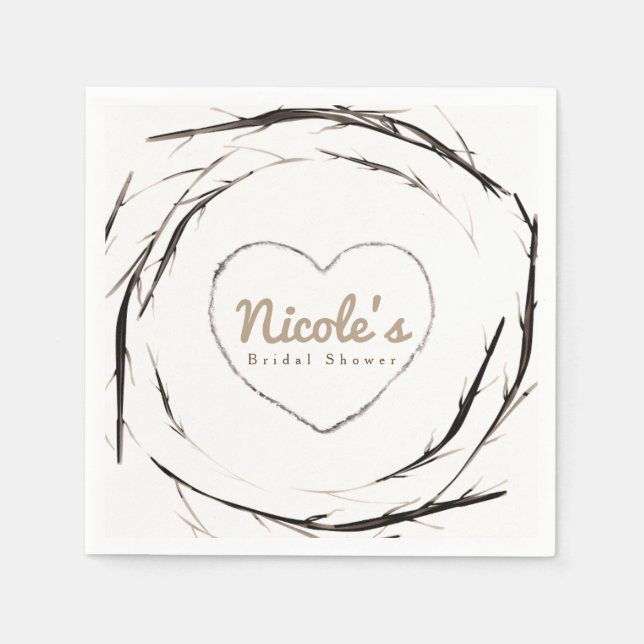 Serviette En Papier Couronne de bâtons rustiques Branches sur mesure F (Devant)