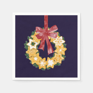 Serviette En Papier Couronne de biscuits de Noël avec Arrière - plan b