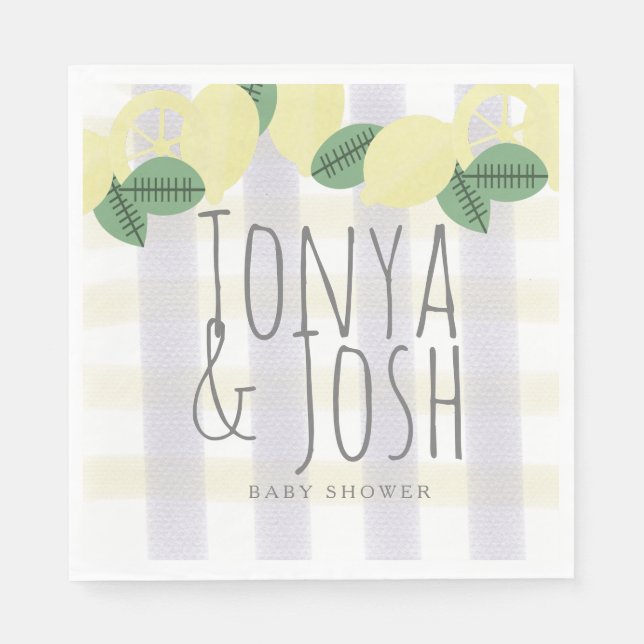 Serviette En Papier Couronne de citron moderne Citron Jaune Gris (Devant)