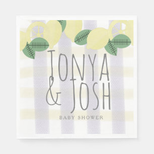 Serviette En Papier Couronne de citron moderne jaune gris