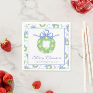 Serviette En Papier Couronne de citrons Amalfi aquarelle personnalisée