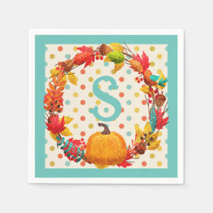 Serviette En Papier Couronne de citrouille amusante automne pois teint