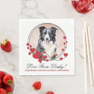Serviette En Papier Couronne de coeur rouge Border Collie Photo de Chi