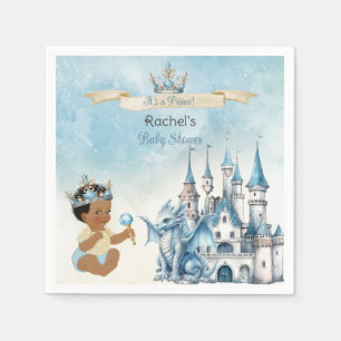 Serviette En Papier Couronne de dragon de château de prince royal bleu
