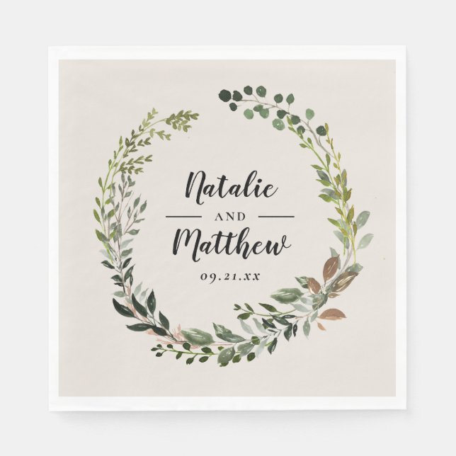 Serviette En Papier Couronne de feuillage rustique pour mariage automn (Devant)
