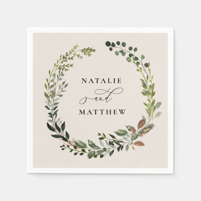 Serviette En Papier Couronne de feuillage rustique pour mariage automn (Devant)