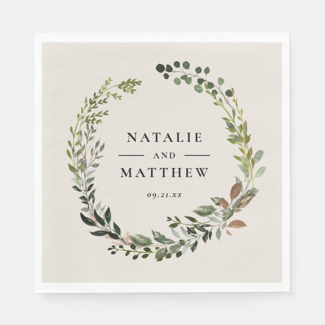 Serviette En Papier Couronne de feuillage rustique pour mariage automn (Devant)