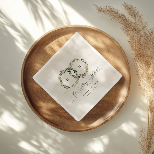 Serviette En Papier Couronne de feuillage rustique pour mariage automn (Créateur téléchargé)