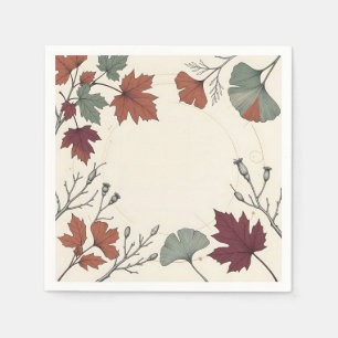 Serviette En Papier Couronne de feuilles botaniques d'automne cadre de