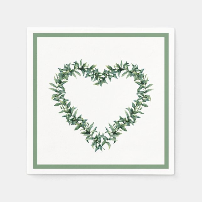 Serviette En Papier Couronne de feuilles de verdure botanique rustique (Devant)