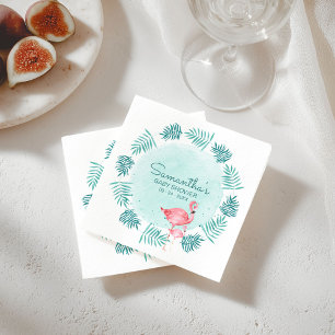 Serviette En Papier Couronne de flamant rose et de feuilles de palmier
