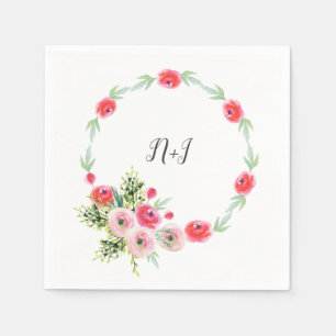 Serviette En Papier Couronne de fleurs aquarelle vintage pour douche d