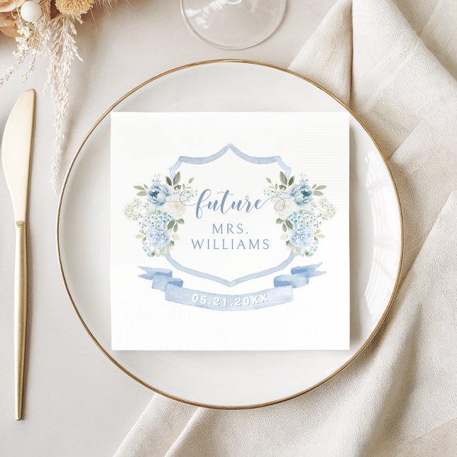 Serviette En Papier Couronne de fleurs bleu clair Future Mrs Shower de (Créateur téléchargé)