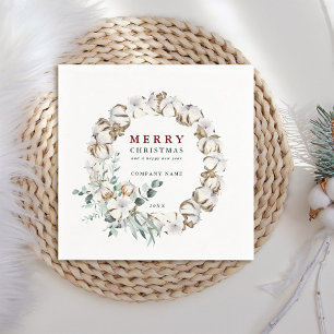 Serviette En Papier Couronne de fleurs de coton Joyeux Noël Fêtes