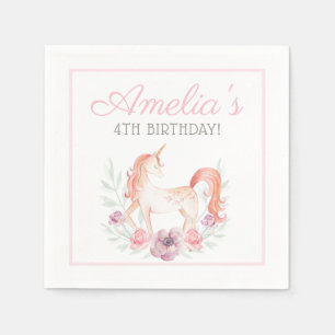 Serviette En Papier Couronne de fleurs de licorne magique pour fête d'