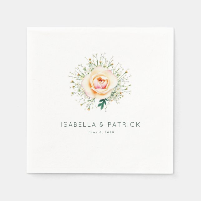 Serviette En Papier Couronne de fleurs de pêcher romantique (Devant)