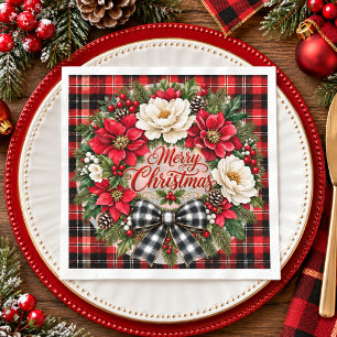 Serviette En Papier Couronne de fleurs élégante de Noël