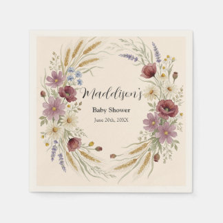 Serviette En Papier Couronne de Fleurs Sauvages Cercle de Blé Doré Bab