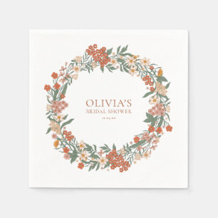 Serviette En Papier Couronne de fleurs sauvages en terre cuite pour un