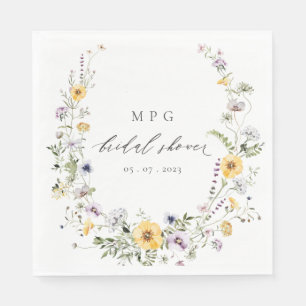 Serviette En Papier Couronne de fleurs sauvages lilas jaune chic pour