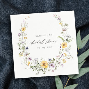 Serviette En Papier Couronne de fleurs sauvages lilas jaune chic pour