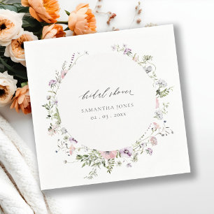 Serviette En Papier Couronne de fleurs sauvages lilas rose blush pour