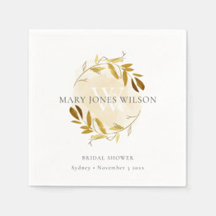 SERVIETTE EN PAPIER COURONNE DE FOLIAGE EN OR JAUNE ÉLÉGANT POUR ENTER
