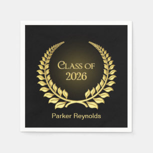 Serviette En Papier Couronne de laurier dorée pour la remise des diplô