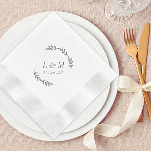 Serviette En Papier Couronne de laurier élégante Monogramme personnali