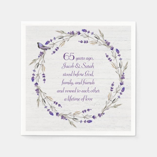 Serviette En Papier Couronne de lavande pour 65e anniversaire (Devant)
