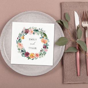 Serviette En Papier Couronne de mariage de fleurs de rose d'automne d'