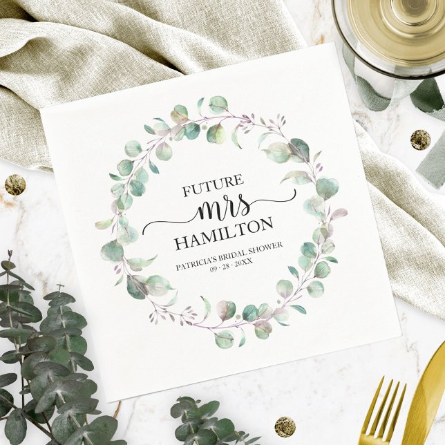 Serviette En Papier Couronne de mariage de verdure d'eucalyptus (Créateur téléchargé)