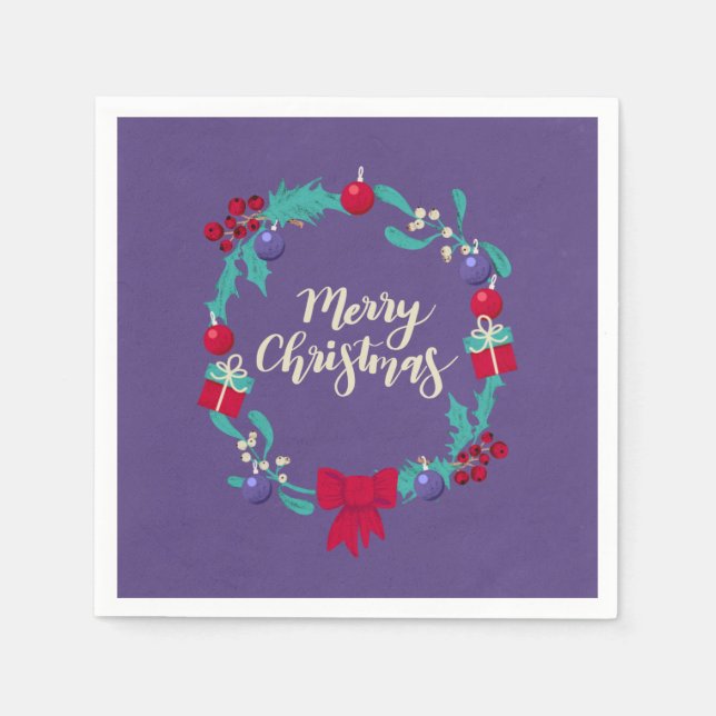 Serviette En Papier Couronne de Noël (Devant)