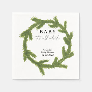 Serviette En Papier Couronne de Noël aquarelle baby shower