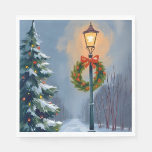 Serviette En Papier Couronne de Noël Arbre de Pôle Lumineux Vacances A