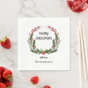 Serviette En Papier Couronne de Noël avec dîner de baies