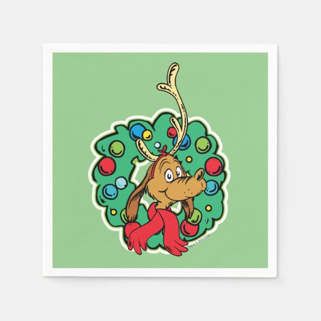 Serviette En Papier Couronne de Noël de Grinch | Max (Devant)