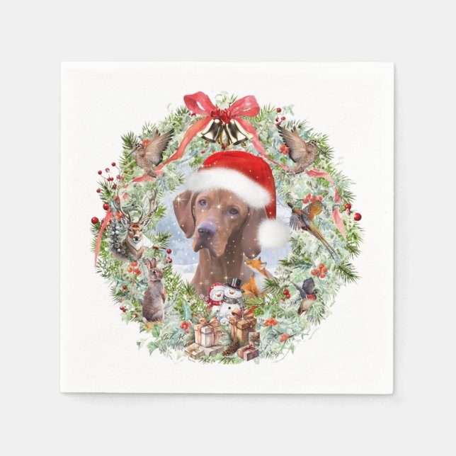 Serviette En Papier Couronne de Noël de Vizsla en Hongrie (Devant)