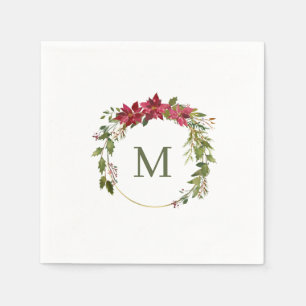 Serviette En Papier Couronne de Noël élégante monogramme
