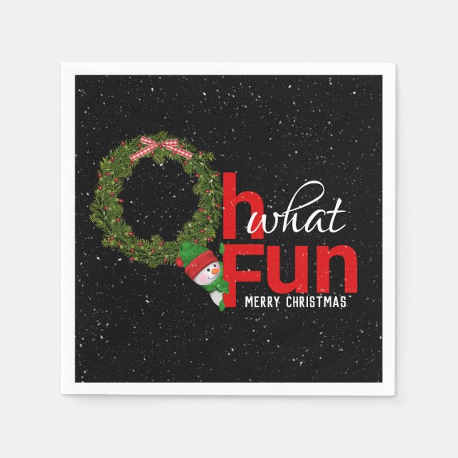 Serviette En Papier Couronne de Noël et bonhomme de neige (Devant)