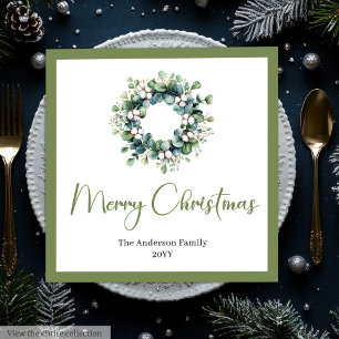 Serviette En Papier Couronne de Noël moderne chic boho dans des tons n