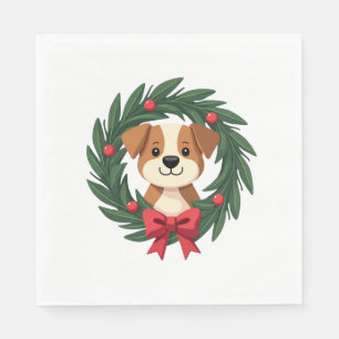 Serviette En Papier Couronne de Noël nez de chien mignon Noël maman ch