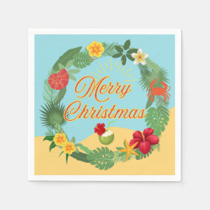 Serviette En Papier Couronne de Noël tropicale