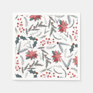 Serviette En Papier Couronne de pin hivernale aux fruits botaniques po