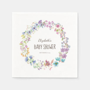 Serviette En Papier Couronne de prairie de fleurs sauvages aquarelle