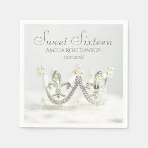 Serviette En Papier Couronne de princesse argentée Décoration de fête