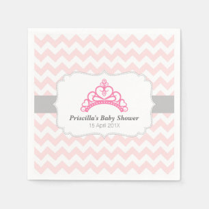 Serviette En Papier Couronne de princesse, Chevron rose, Baby Shower f